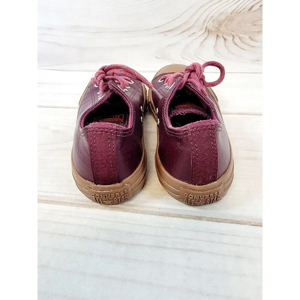 Converse Chuck Taylor All Star Ox Fashion Leather Sneakers Youth Size 3 Burgandy